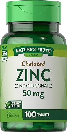 Nature's Truth Zinc 50 mg Chelated Supplements, 100 Count