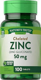 Nature's Truth Zinc 50 mg Chelated Supplements, 100 Count