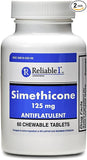 Reliable 1 Simethicone 125 mg Anti-Gas 60 Peppermint Tablets (2 Bottles)