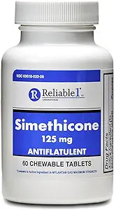 Simethicone 125mg Gas Relief Tablets Extra Strength Bloating Relief Gas Pills | Anti Flatulence, Rapid Gas Relief for Adults | Peppermint Flavor | 60 Chewable Tablets