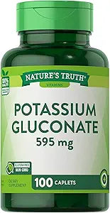 Nature's Truth Suplementos de gluconato de potasio de 595 mg, 100 unidades