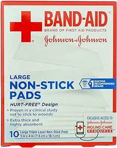 BAND-AID? Brand HURT-FREE? Non-stick Pads 3INX4IN, 10 COUNT