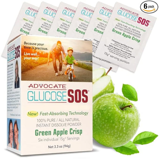 Glucose SOS Glucose Powder - Natural Dextrose Powder   ets - Fast-Absorption - Instantly Dissolves - No Water Needed - Green Apple Crisp 