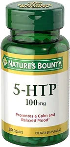 Nature's Bounty 5-HTP Pills and Dietary Supplement, Supports a Calm and Relaxed Mood, 100mg, 60 Capsules