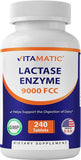 Vitamatic Lactase Enzyme 9000 FCC 240 Tablets - Lactose Intolerance Relief Caplets