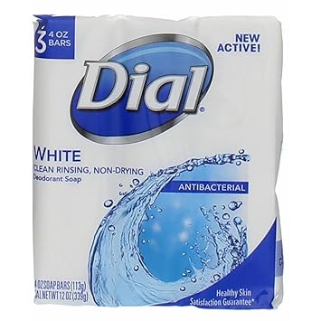 Dial White Antibacterial Bar Soap, 4-Ounce Bars, 3-Count