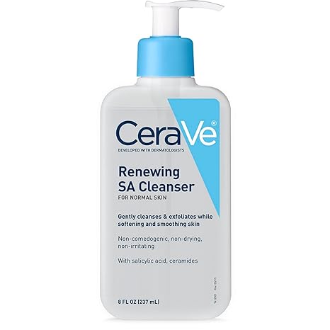 CeraVe SA Cleanser | Salicylic Acid Cleanser with Hyaluronic Acid, Niacinamide & Ceramides| BHA Exfoliant for Face | Fragrance Free Non-Comedogenic | 8 Ounce