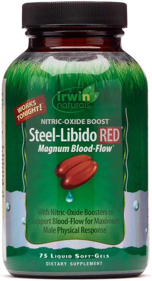 Steel-Libido Red, Magnum Blood-Flow, 75 Liquid Soft-Gels, Irwin Naturals