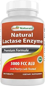 Best Naturals Fast Acting Lactase Enzyme Tablet, 3000 Fcc Alu, 180 Count (859375002900)