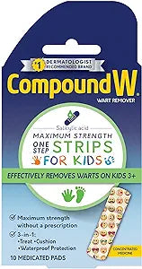 Compound W One Step Wart Remover Strips for Kids, 10 Medicated Strips