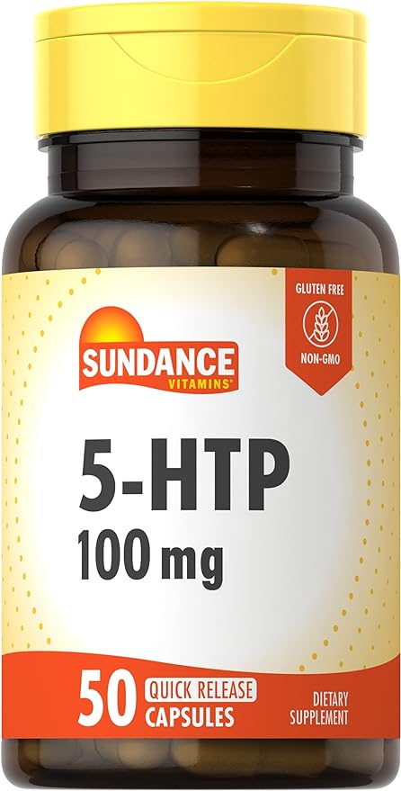 Sundance 5-HTP 100mg | 50 Quick Release Capsules | Non-GMO & Gluten Free Supplement