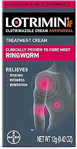 Lotrimin AF Ringworm Cream Clotrimazole 1% - Clinically Proven Effective Antifungal Cream Treatment of Most Ringworm, For Adults and Kids Over 2 years, .42 Ounce (12 Grams)
