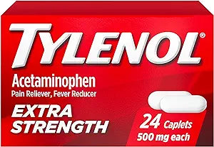 Tylenol Extra Strength Caplets with 500 mg Acetaminophen, Pain Reliever & Fever Reducer, 24 ct