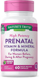 Prenatal Vitamins With Folic Acid | 60 Capsules | Non-GMO & Gluten Free Supplement | By Nature's Truth