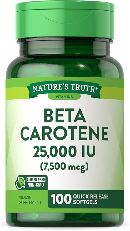 Beta Carotene 25000 IU Softgels | 100 Count | Vitamin A Supplement | Non-GMO and Gluten Free Supplement | by Nature's Truth