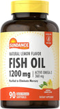 Sundance C?sulas blandas de aceite de pescado de 1200 mg | 90 unidades | con Omega-3 activo | Sabor natural a lim? | Purificado para eliminar el mercurio | Suplemento sin OMG y sin gluten