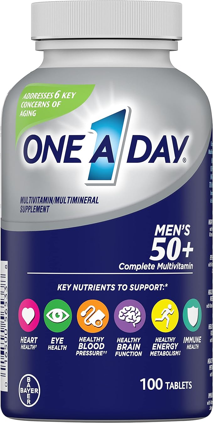 One A Day Men? 50+ Multivitamins, Supplement with A, C, D, E and Zinc for Immune Health*, Calcium & More, 100 Tablets