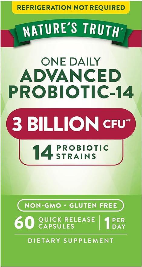 Probiotics for Men and Women | 3 Billion CFU | 60 Capsules | 14 Strains | Non-GMO & Gluten Free | by Nature's Truth