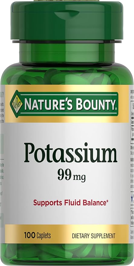 Nature's Bounty Potassium, Supports Fluid Balance, Dietary Supplement, 99 mg, 100 Caplets