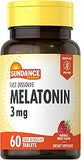 Melatonin 3mg Fast Dissolve | 60 Vegetarian Tablets | Natural Berry Flavor | Vegetarian, Non-GMO, Gluten-Free Supplement | by Sundance