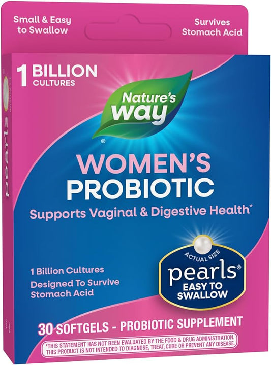 Probiotic Pearls Once Daily Women's Probiotic Supplement, 1 Billion Live Cultures, Overcomes Stomach Acid, No Refrigeration, 30 Softgels