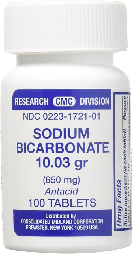 Sodium Bicarbonate Antacid (650mg) - 100 Tablets