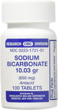 Sodium Bicarbonate Antacid (650mg) - 100 Tablets