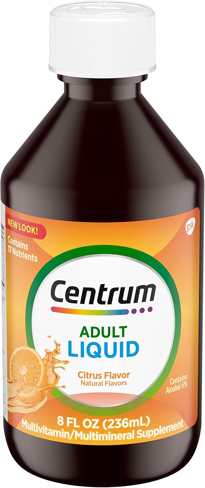 Centrum Liquid Multivitamin for Adults, Multivitamin/Multimineral Supplement with B Vitamins and Antioxidants, Citrus Flavor - 8 Fl Oz