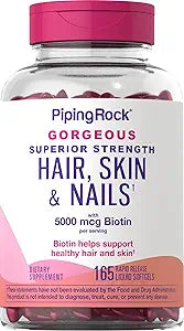 Piping Rock Hair Skin and Nails Vitamins | 165 Softgels | 5000 mcg of Biotin | with Moroccan Oil and Collagen | Womens Multivitamin | Non-GMO, Gluten Free Supplement