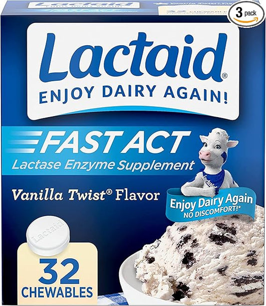 LACTAID Fast Act Chewables Vanilla Twist 32 Tablets 