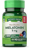 Melatonin 5 mg | 90 Fast Dissolve Tablets | Natural Berry Flavor | Vegetarian, Non-GMO & Gluten Free Supplement | by Nature's Truth