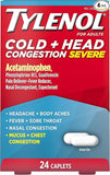 TYLENOL Adult Cold Head Congestion Caplets, Severe, 24 ea 