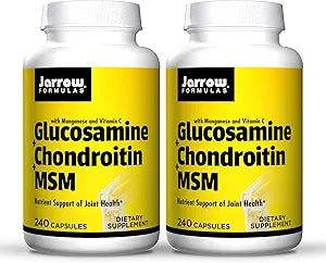 Jarrow Formulas Glucosamine + Chondroitin + MSM - 240 Capsules, Nutrient Support of Joint Health - with Vitamin C & Manganese - 120 Total Servings