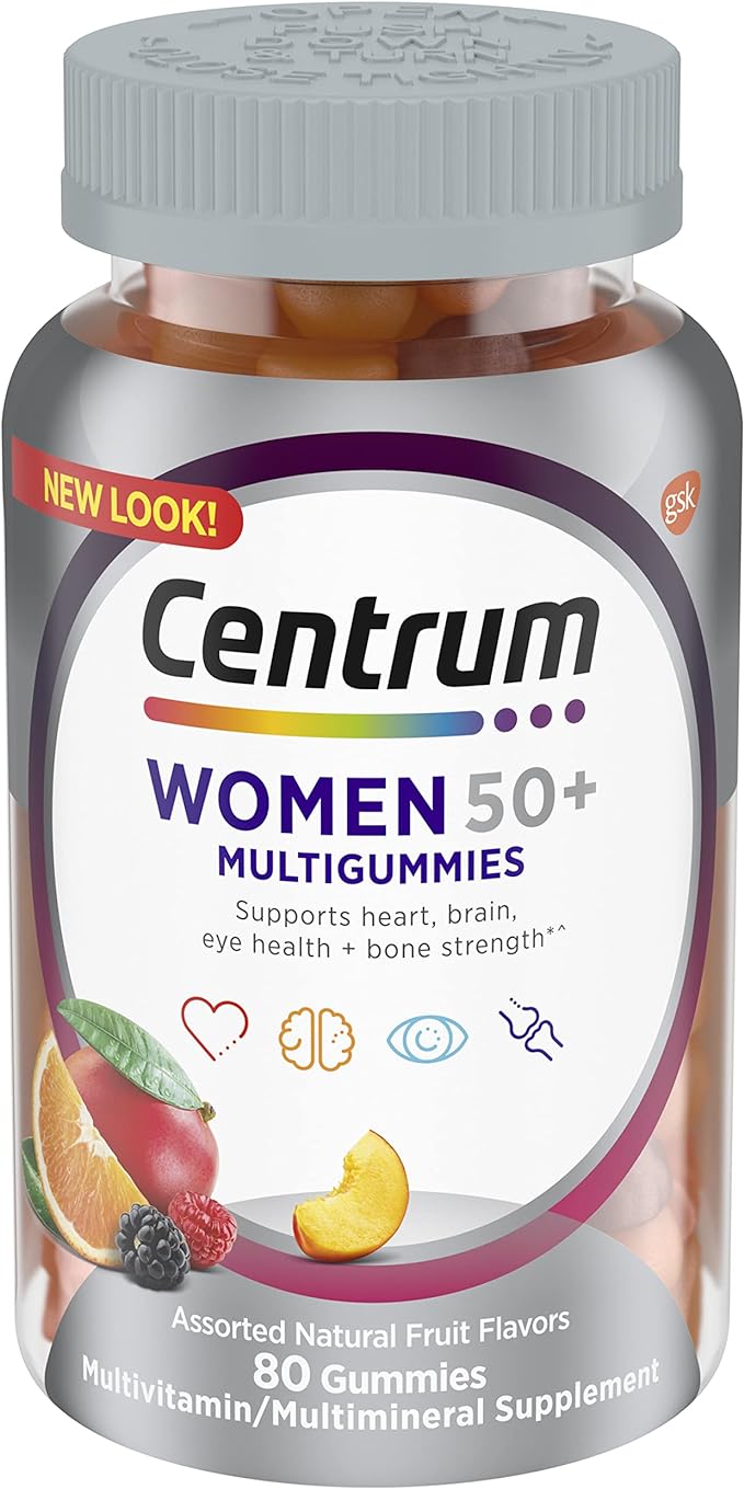 Centrum MultiGummies Gummy for Women 50 Plus, with Vitamin D3, B6 and B12, Multivitamin/Multimineral Supplement - 80 Count