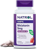 Natrol Sleep Melatonin 5mg Fast Dissolve Tablets, Nighttime Sleep Aid for Adults, 90 Strawberry-Flavored Melatonin Tablets, 90 Day Supply