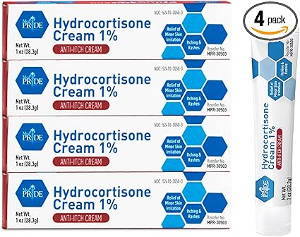 MED PRIDE Hydrocortisone Cream 1%, 1 Oz Tubes | Anti-Itch Topical Ointment for Redness, Swelling, Itching, Rash & Dermatitis, Bug/ Mosquito Bites, Eczema & Hemorrhoids, First Aid Essential
