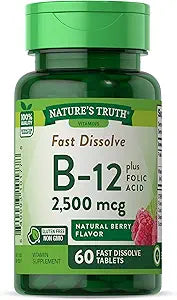 Nature's Truth B12 Vitamin | 60 Sublingual Tablets | 2500 mcg | Vegetarian, Non-GMO & Gluten Free