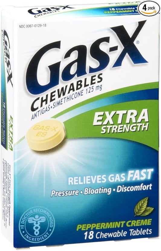 Gas-X Xstr Pep Crm Size 18s Gas-X Extra Strength Chewable Peppermint Cream Antigas