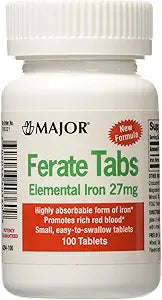 Ferato Major Elemental Iron Tablets 27mg 100 tablets