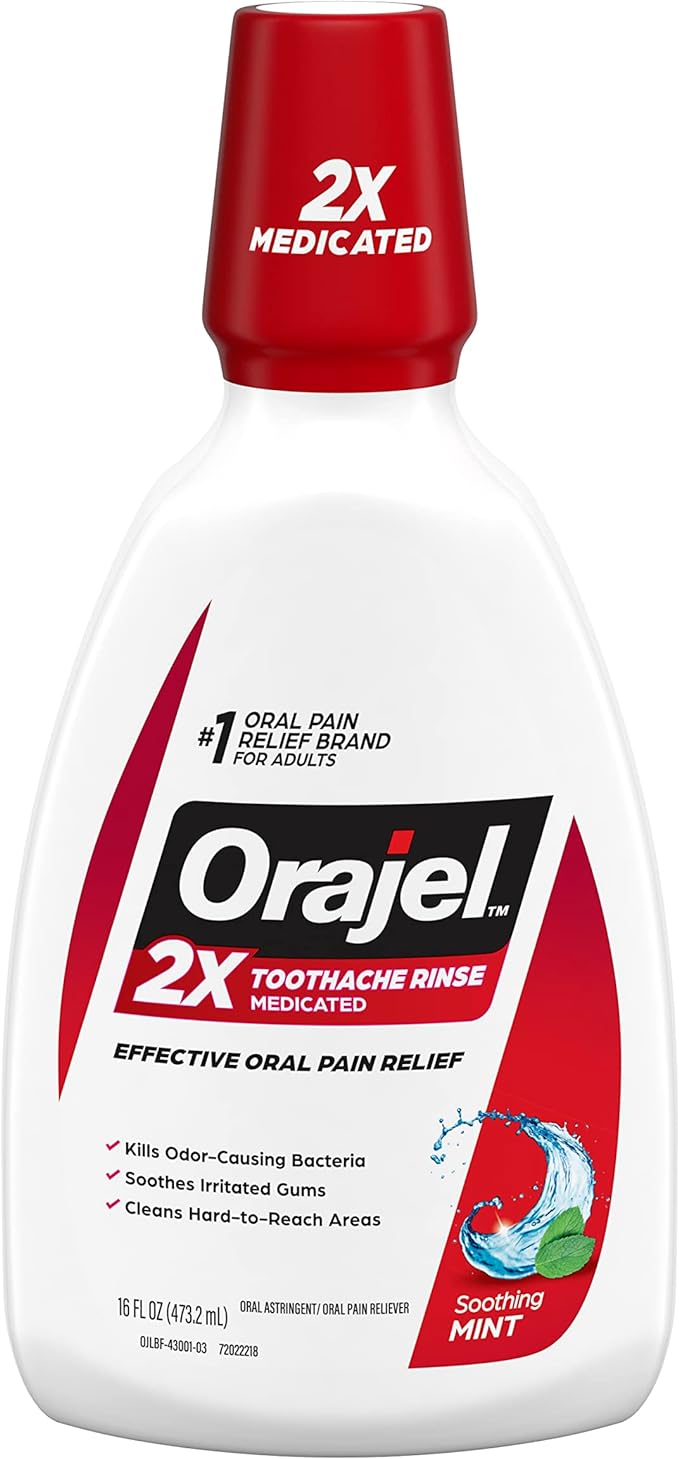 Orajel Toothache Rinse, Analgesic Astringent, Soothing Mint, 16 fl oz