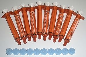 BAXA ExactaMed Oral Liquid Medication Syringe 3cc/3mL 10/PK Amber Medicine Dose Dispenser With Cap Exacta-Med BAXTER Comar Latex Free