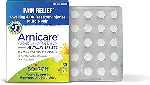 Boiron Arnicare Tablets for Pain Relief from Muscle Pain, Joint Soreness, Swelling from Injury or Bruises - 60 Count