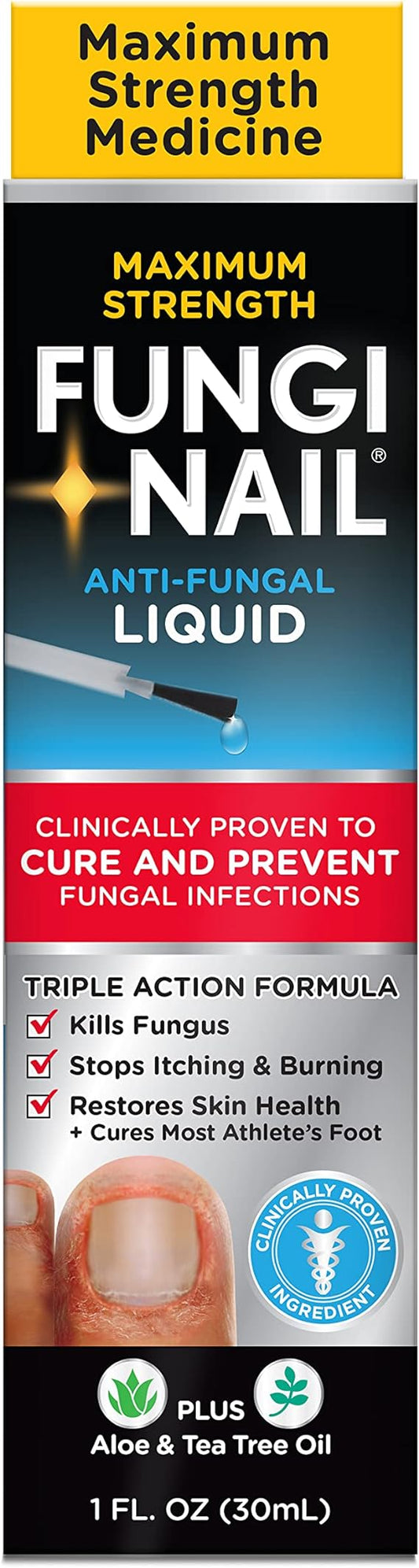 Fungi-Nail Anti-Fungal Liquid Solution, Kills Fungus That Can Lead to Nail & Athlete's Foot with Tolnaftate & Clinically Proven to Cure and Prevent Fungal Infections 1 Fl Oz