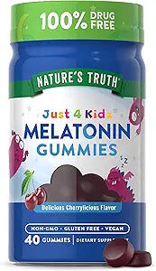 Nature's Truth Kids Melatonin Gummy | 1mg | 40 count | Vegan, Non-GMO & Gluten Free Gummies | Cherrylicious Flavor