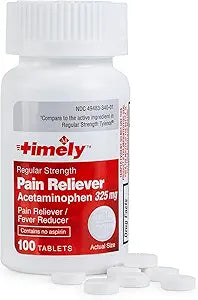 Timely Acetaminophen 325 MG Tablets 100 Count - Regular Strength Pain Relief - Compared to the active ingredient in Regular Strength Tylenol - Menstrual Cramps, Fever Reducer, Minor Pain of Arthritis