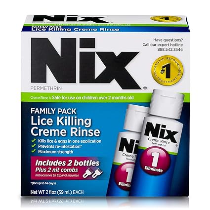 Nix Lice Killing Creme Rinse Extra Strength Family   , 2 Creme Rinse, 2 fl oz bottles & 2 Lice Combs