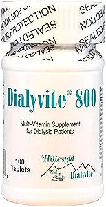 Hillestad Labs Dialyvite 800 Multi-Vitamin Supplement for Dialysis Patients, 100 Tablets, Yellow, Original