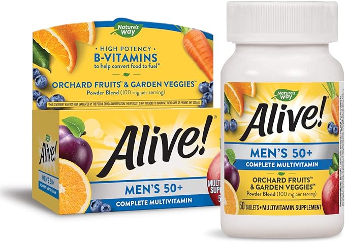 Nature? Way Alive! Men? 50+ Complete Multivitamin, High Potency B-Vitamins, 50 Tablets