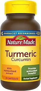 Turmeric 500 mg Capsules, 60 Count for Antioxidant Support