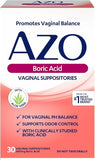 AZO Boric Acid Vaginal Suppositories, Helps Support Odor Control and Balance Vaginal PH with Clinically Studied Boric Acid, Non-GMO, 30 Count
